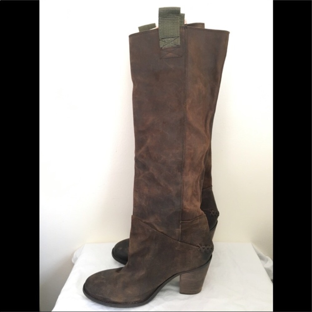 Free People Brown Slouchy Leather Heeled Boots - Picture 5 of 10